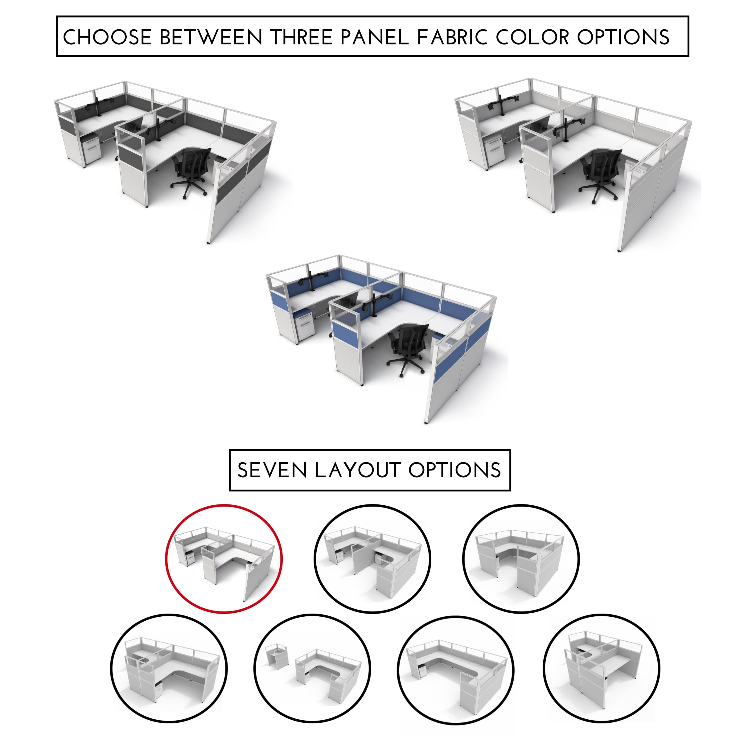 SUNLINE Office Cubicle - Complete Cubicle Desk Kit with 7 Layout Options and Dual Monitor Arm Modular Cubicle — view 9
