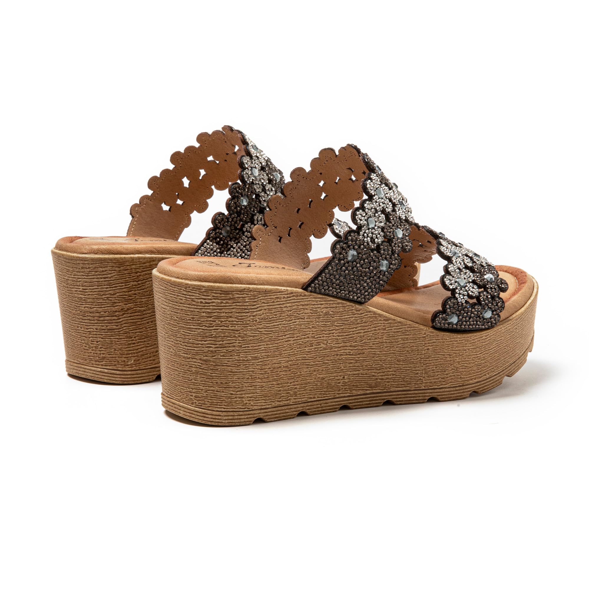 JOMIX Ciabatte Moda Donna Zeppa Estive Sandali Fiori Strass Eleganti Comode Sabot Piattaforma Mare Casa Vacanze Antiscivolo Leggere