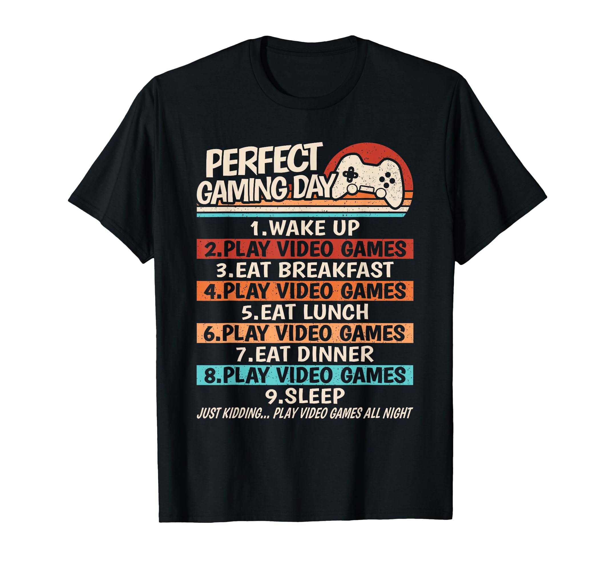 Perfect Gaming Day Gamer Video Games Men Teen Boys Kids T-Shirt