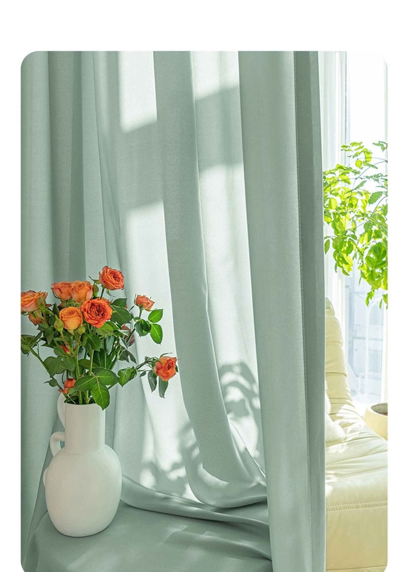 Daesar 2 Pannelli Tende Trasparenti per Interni 214 CM Altezza, Tenda Salotto Moderno con Occhielli Tinta Unita Tende Finestre per Camera da Letto e Soggiorno, Verde 132x214CM