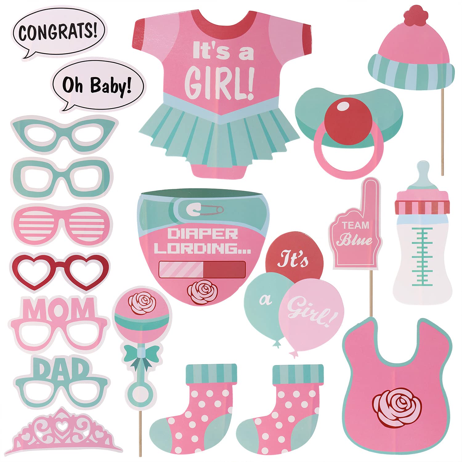 Buy 20PCS It's a Girl Baby Shower Photo Booth Props Girl Big Enough