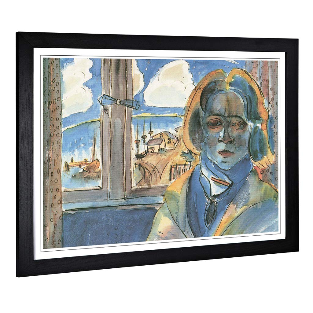 Big Box Art Framed Print of Walter Gramatte Fenster Design | Wall Art Picture | Home Decor for Kitchen, Living, Dining Room, Bedroom, Hallway, Office, Black, A2 / 24.5x18 Inch / 62x45cm