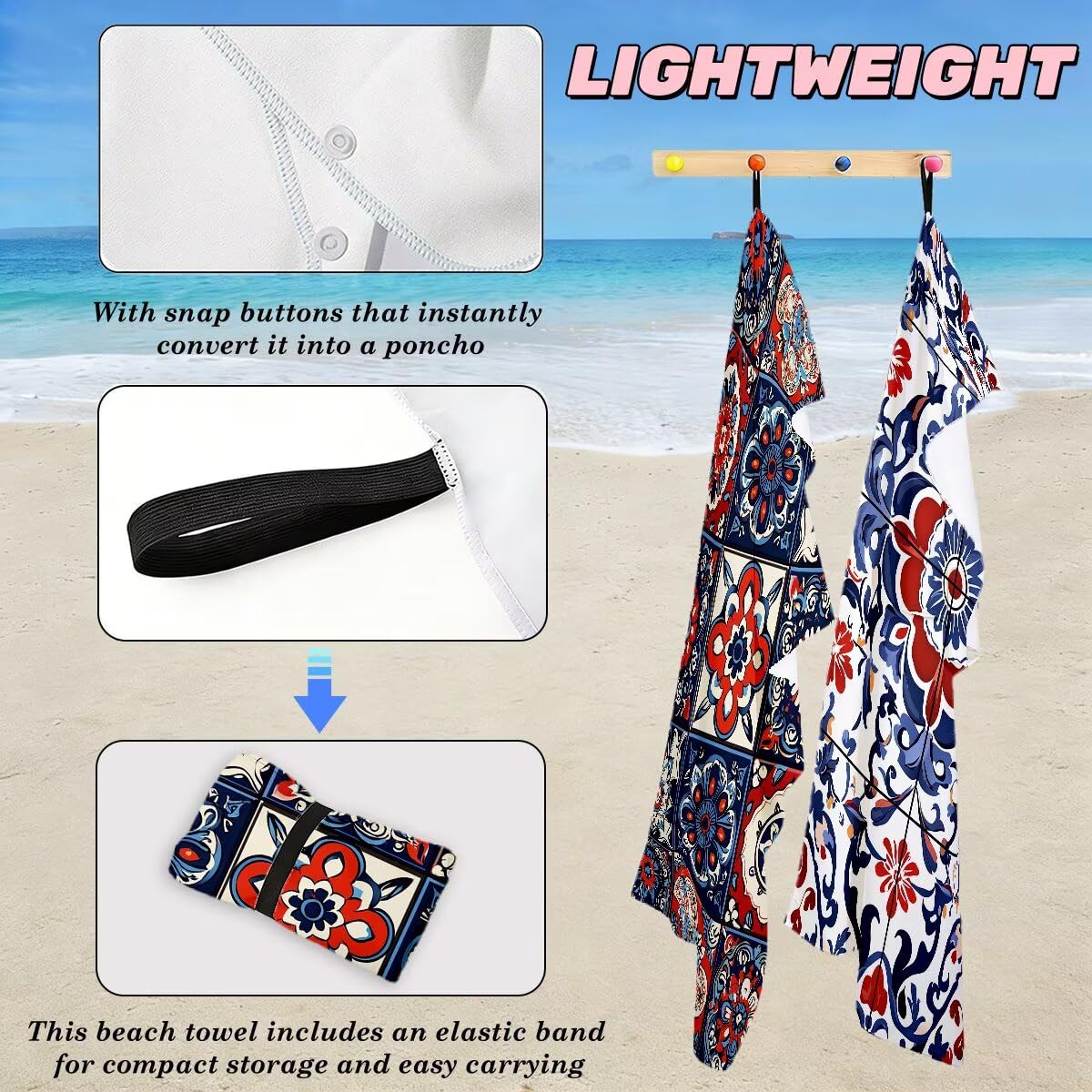 Serviette de Plage Microfibre, Lot de 2 Serviette de Bain Grande Taille 80x160 cm, Séchage Rapide Drap de Bain nordique, Anti Sable Serviettes de Plage, Serviettes Microfibre Sport pour Travel -4336