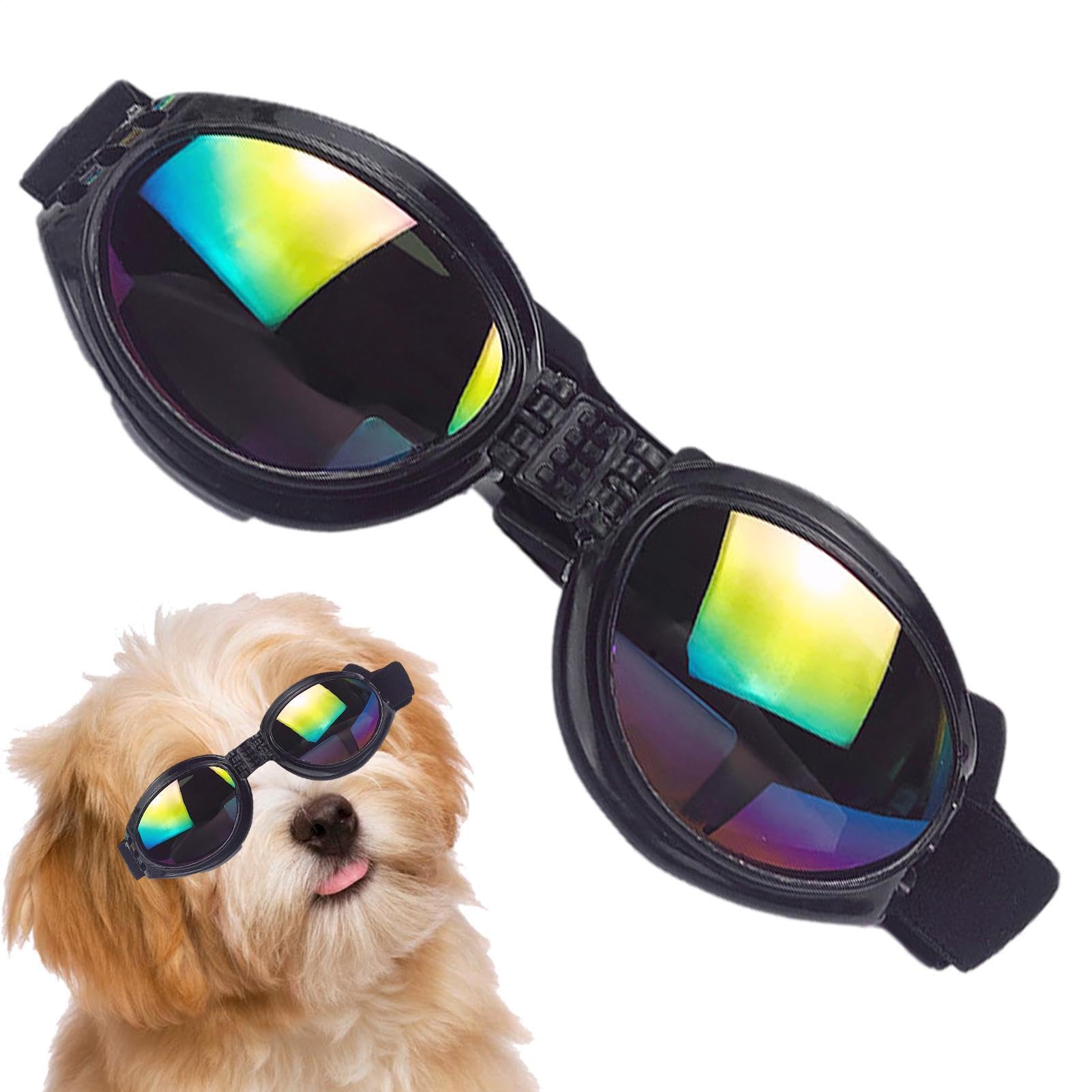 Occhiali da sole per cani - Occhiali per animali domestici da 4,72 pollici Protezione UV Cinturino regolabile | Dog Eye Wear - Ochiali per animali domestici elastici e comodi per l'uso in viaggio con