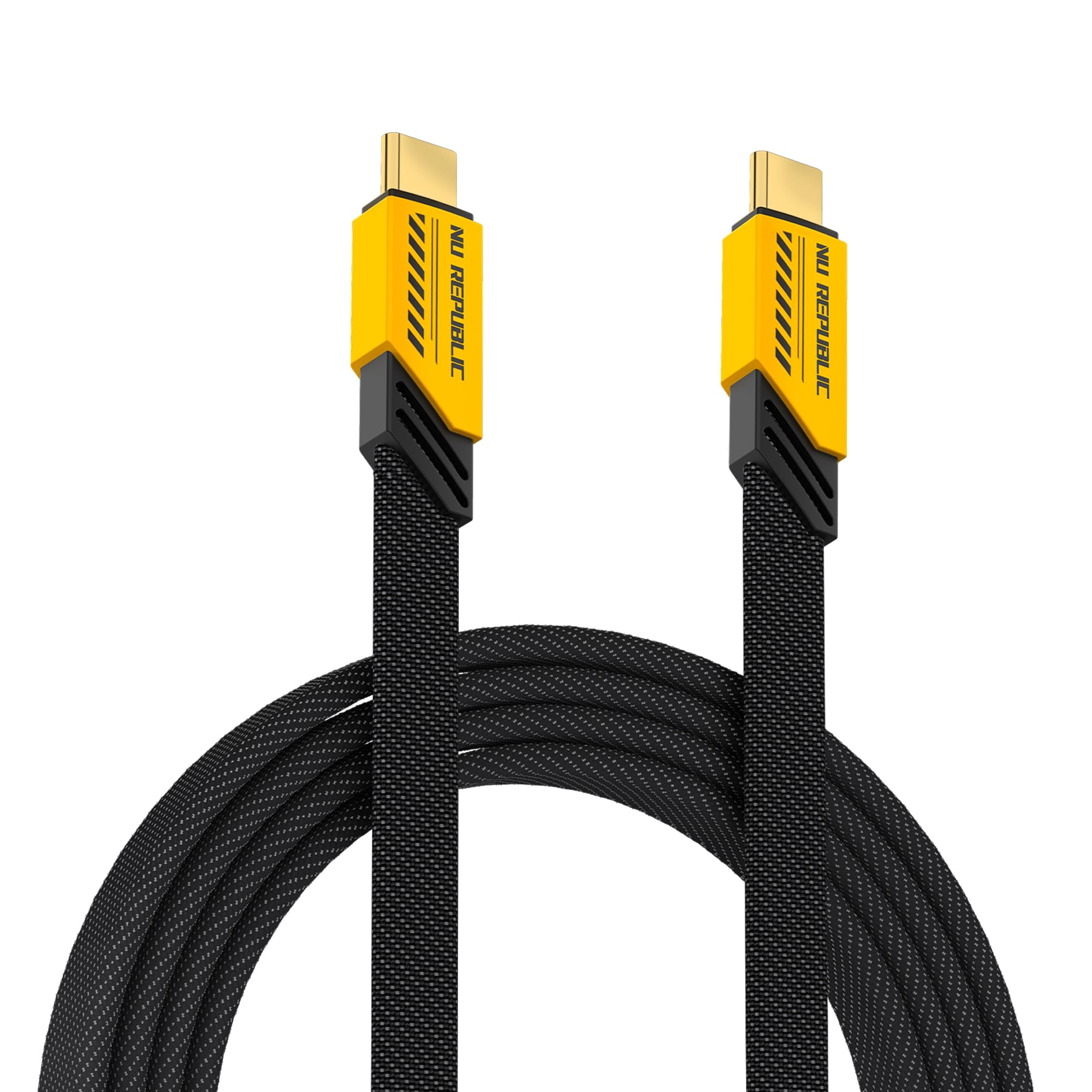 Blaze Fusion 120W 1.2 M Type-C To Type-C Fast Charge Carbon Fibre Texture Braided Cable (Compatible With Mobile, Tablet, Laptop, Speakers, Yellow, One Cable), 1.2M
