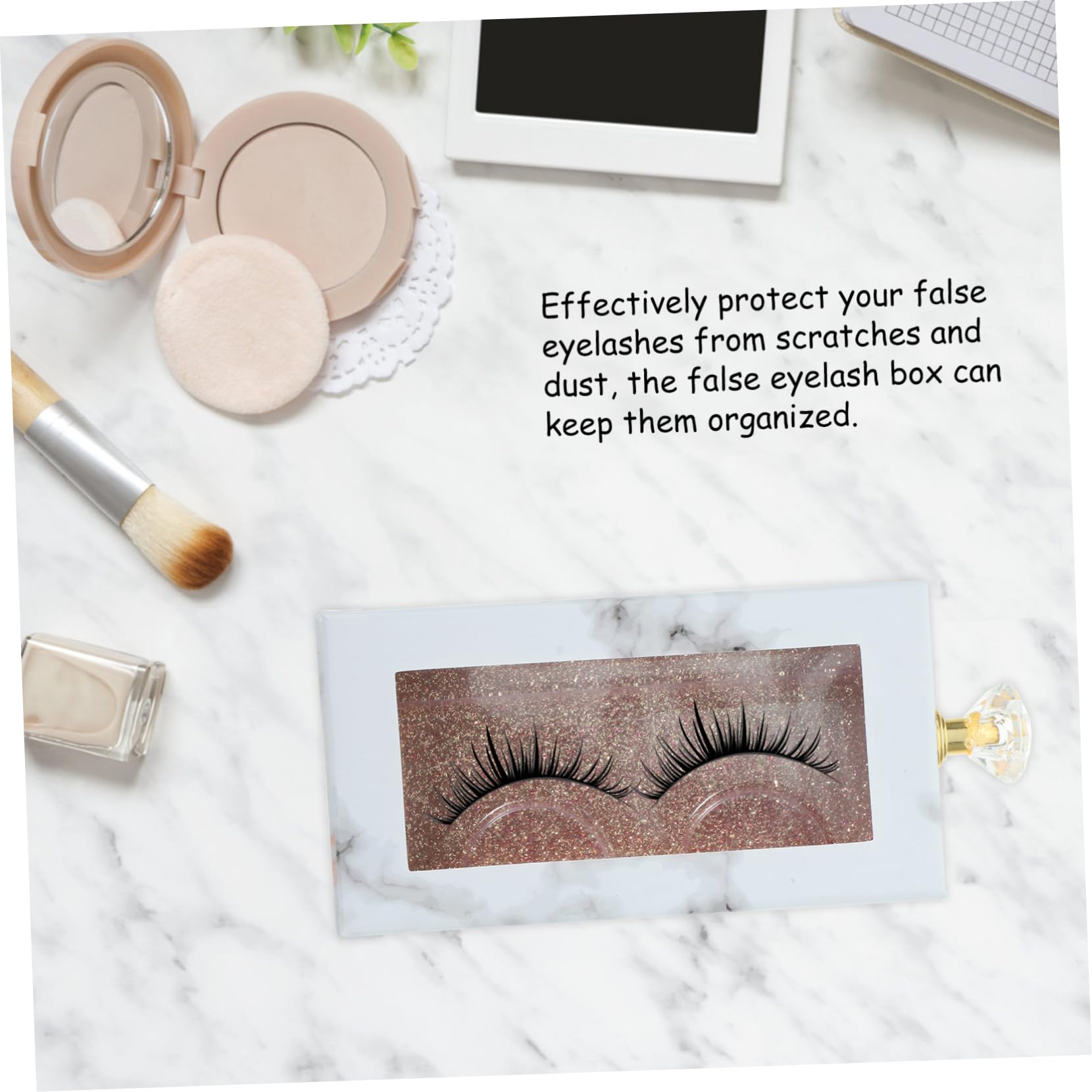 VICASKY Fake Eyelash Storage Box with Clear Window and Handle Portable Eyelash Organizer for Travel Lightweight Container for Artificial Eyelashes for Beauty Shops and Personal