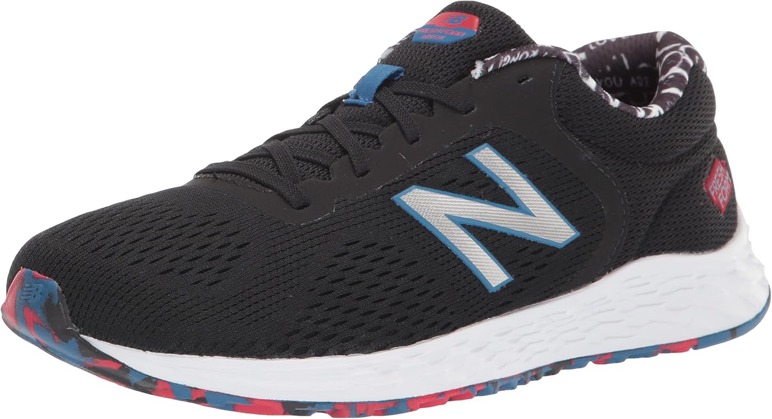 New Balance Unisex-Child Fresh Foam Arishi V2 Lace-up Running Shoe Black/Oxygen Blue/Team Red 1.5 Little Kid