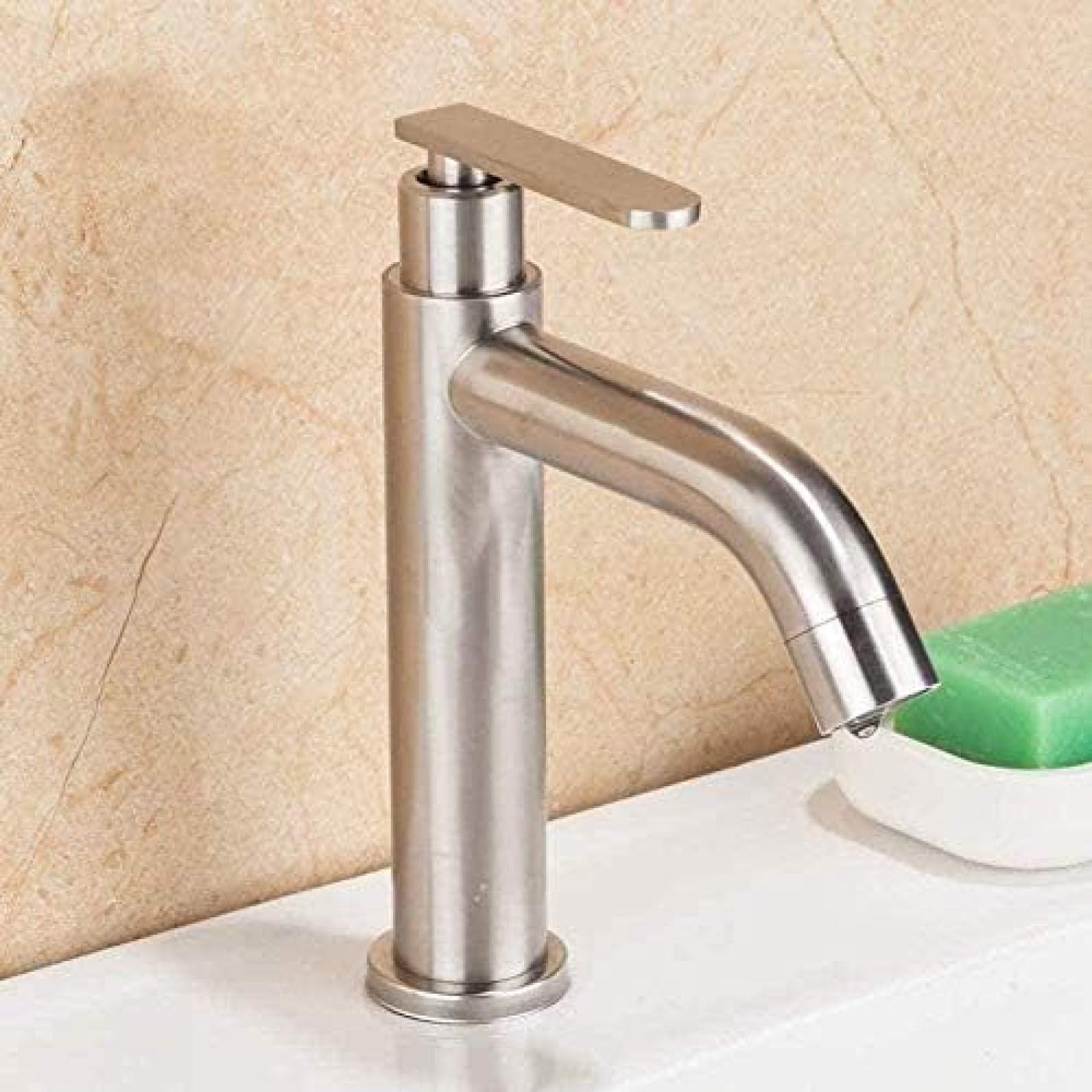 ZYCHSJXA Faucet Kitchen Tap Basin Washbasin Bathroom Single Lever Mixer Chrome Cold Water Exterior Jardin