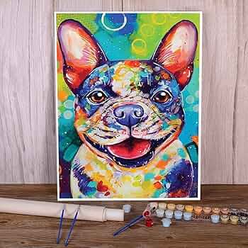 写真から ペット 絵画描きます アクリル画 Amazon.co.jp: 数字で描く数字で描く動物の犬セットアクリル