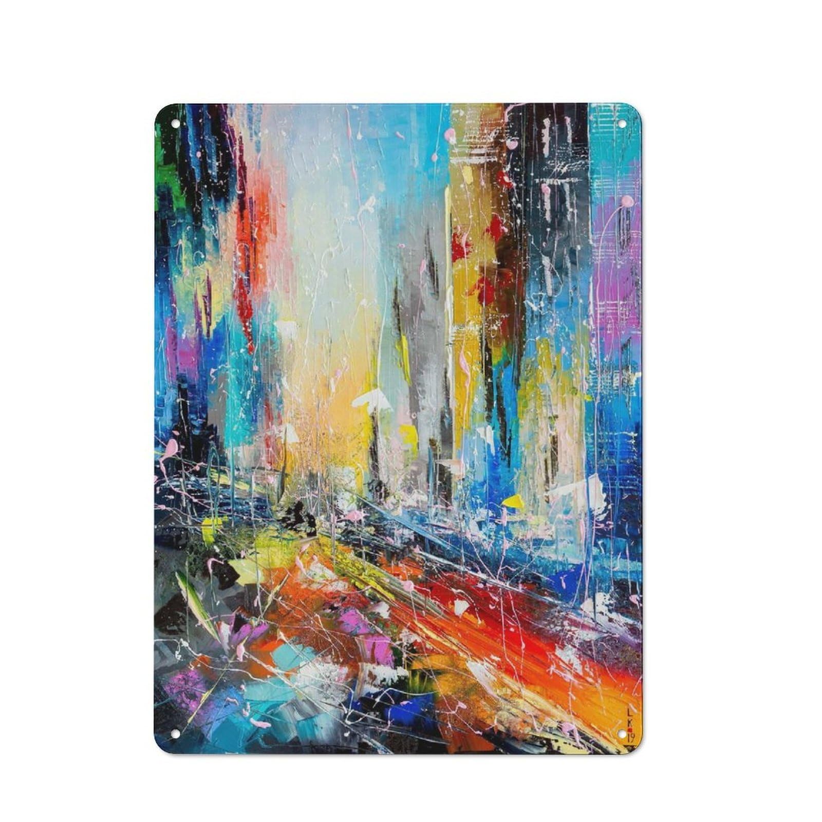 Junmoney Style-20 Farmhouse Rustic Metal Sign 40X30cm Featuring Abstract Cityscape 6, Farmhouse Wall Decor For Dining Room, Cafe, Entryway Or Family Room