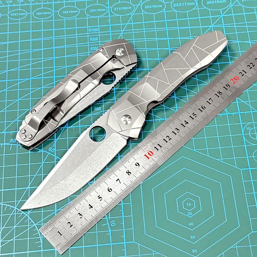 Klappmesser 8.66" Taschenmesser Robust aus Titan & Keramiklager Stahl outdoor messer survival, Praktische edc messer Jagdmesser Camper scharfes einhandmesser, Titanlegierung pocket folding neck knife