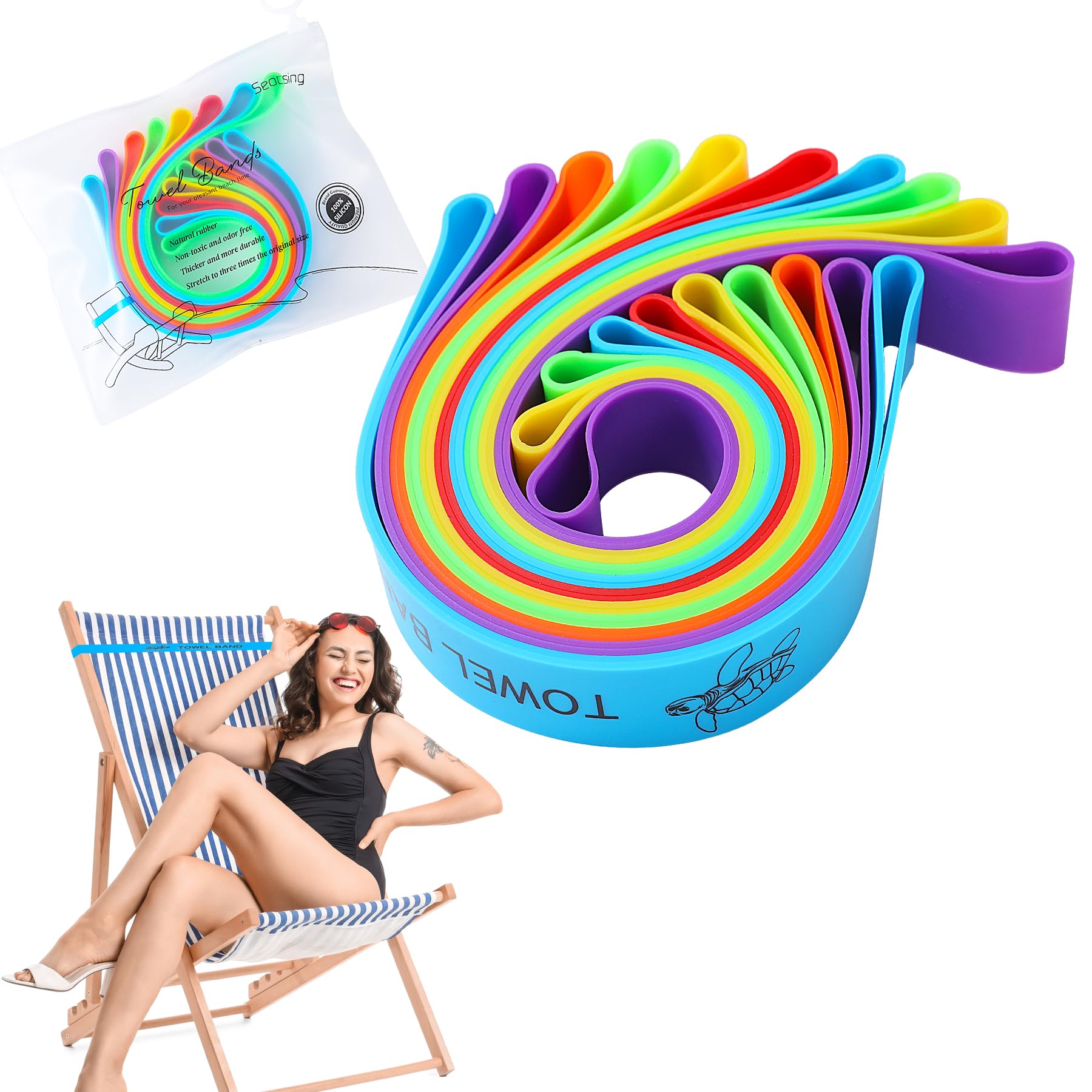 Photo 1 of 10 Packs Towel Band Bulk for Beach Pool Lounge Chair Strap Toallas de Playa Clip Travel Hawaii Summer Vacation Accessories Europe Mexico Costa Rica Florida Trip Essentials Honeymoon Ten