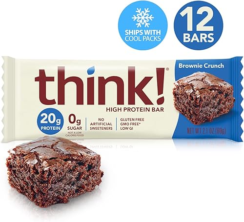 Miniatura 3 de think! Barras de proteínas, aperitivos altos en proteínas, sin gluten, barra energética sin azúcar con aislado de proteína de suero de leche,