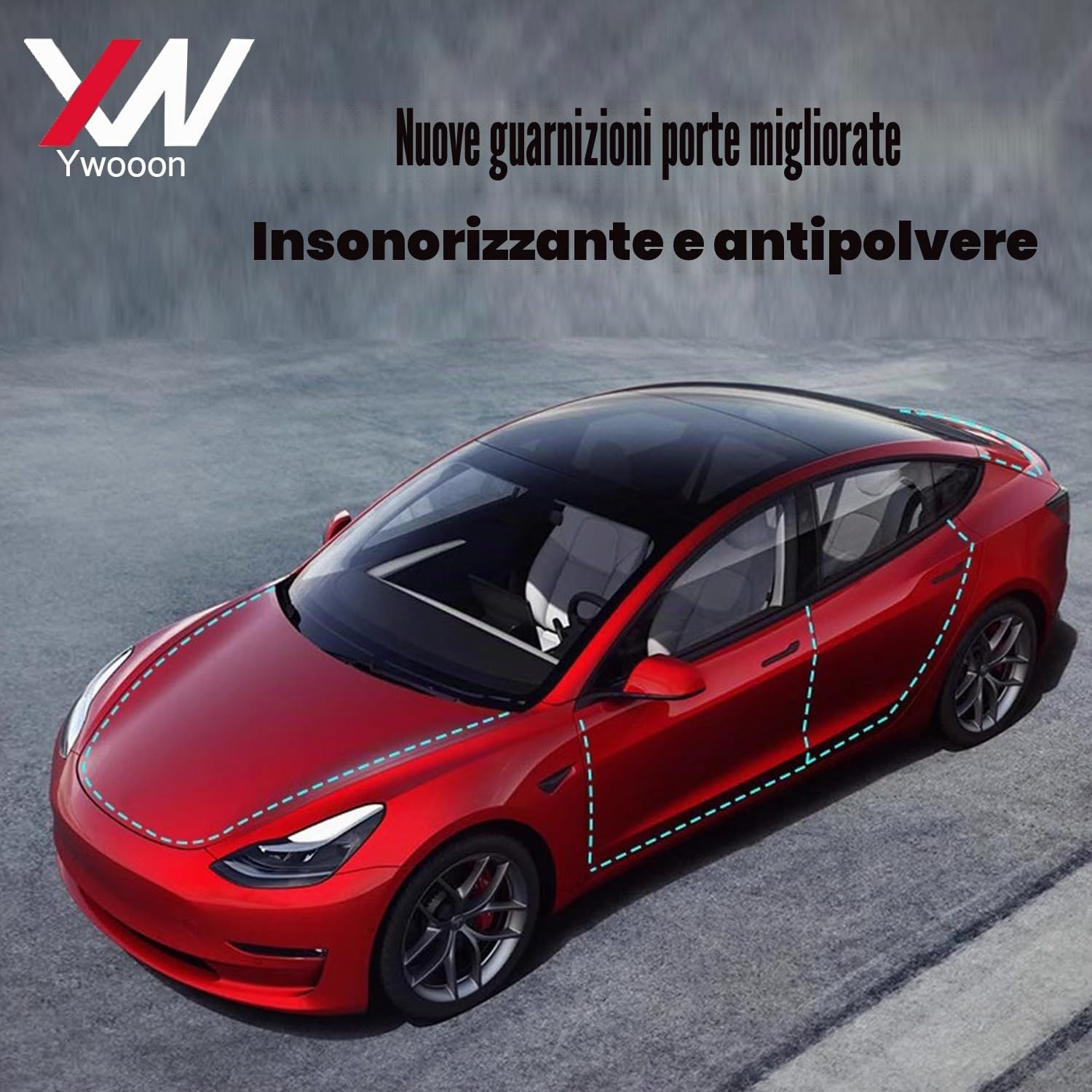 Kit Guarnizioni per Porte per Tesla Model 3 2016-2023, Striscia di Gomma Insonorizzante per porte e finestre per auto, Striscia di Tenuta in Gomma per Cavi Meteorologici per Model 3