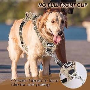 SlowTon No Pull Dog Harness, Heavy Duty No Choke Pet Harness with 2 Leash Clips and Easy Control Vertical Handle, Adjustable Soft Padded Dog Vest for Small, Medium and Large Dogs(Yellow Camo,X-Large)