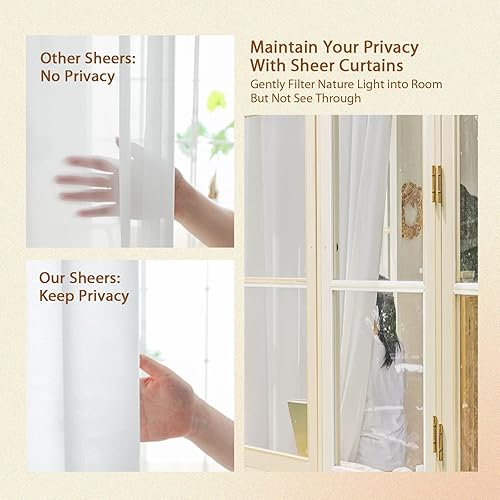 Miniatura 4 de CHEFRU Cortinas Semitransparentes Marrones con Pliegues de Pellizco para Ventana de 96 Pulgadas de Largo, 2 Paneles, Terciopelo de Lujo Suave al