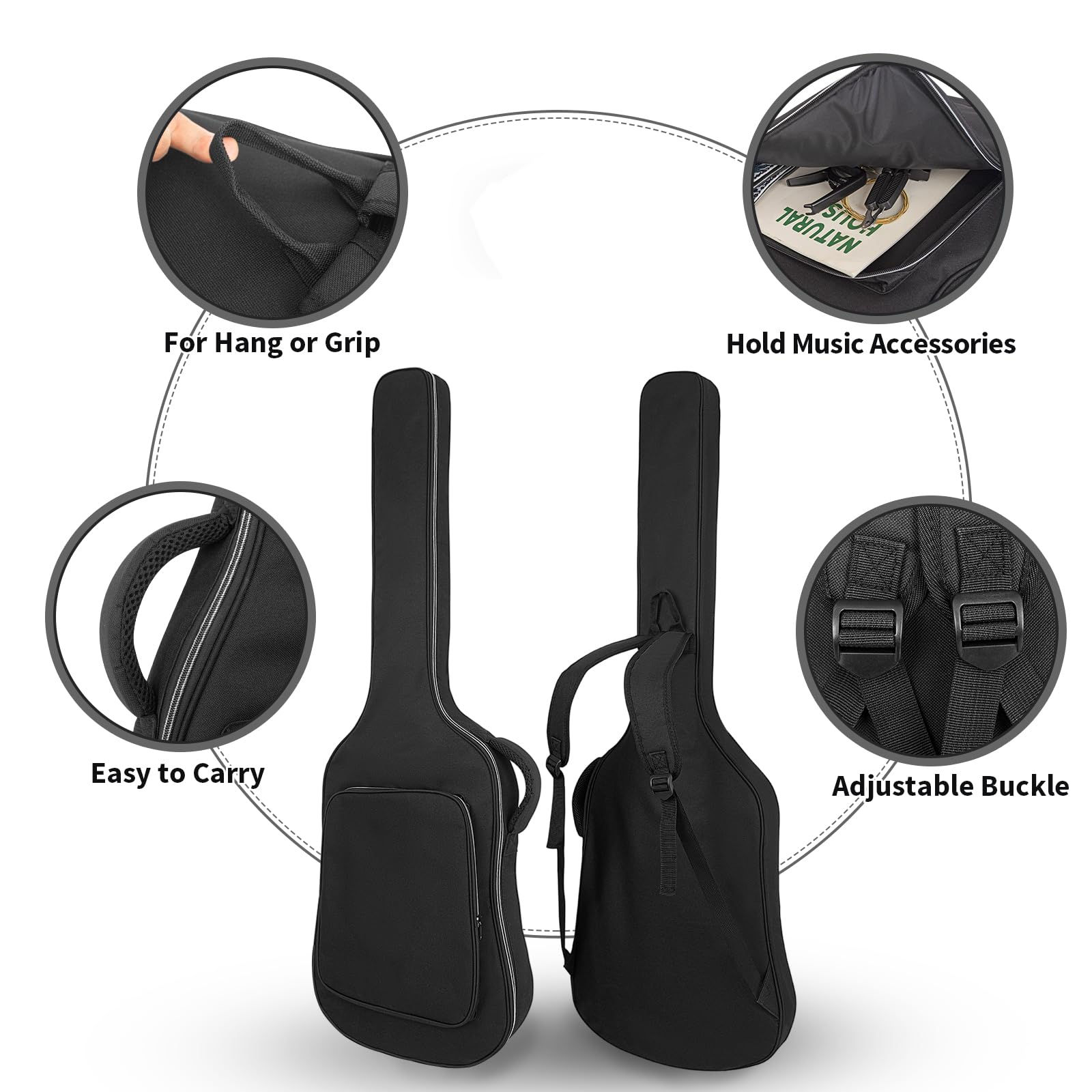 Muscab Bass Guitar Bag 7mm Padding Waterproof Electric Bass Case, Electric Bass