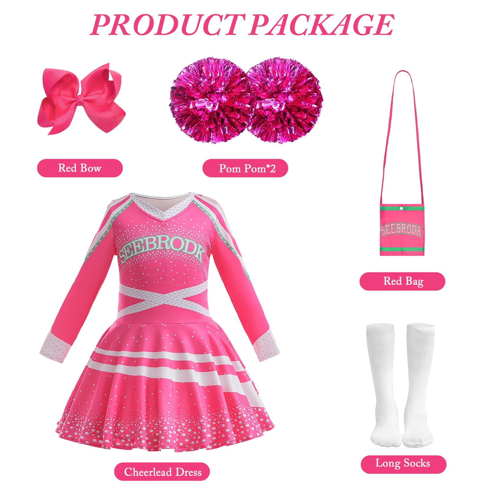 keaiyouhuo Cheerleader Costume for Kids Cheerleading Outfits Girls Movie Halloween Party Fancy Dress Up Uniform Outfit - Image 4