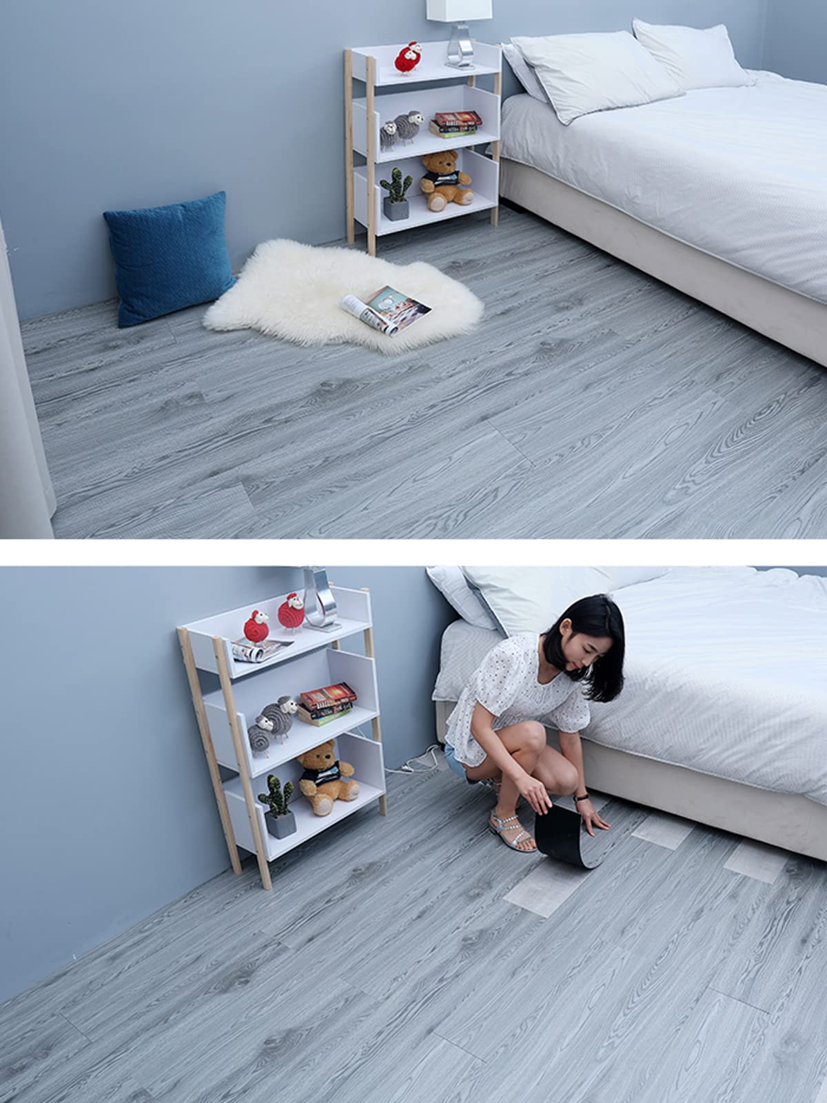 PVC Adesivo Pavimento Pavimento PVC Adesivo Rivestimento Vari Colori Rovere Rustico Pellicola Copri Piastrelle Autoadesivo Senza Ftalati Interno Esterno(Size:3PCS,Color:5001)