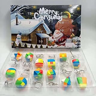Christmas Advent Calendar 2023, 24 Days Countdown Calendar with 24pcs Brain Teaser Toy Metal Wire and Plastic Puzzles Xmas Holiday Advent Calendar Gifts DIY Beads Xmas Christmas Party Favor