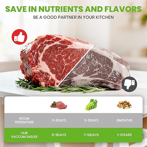 Miniatura 3 de Sellador al vacío de mano para alimentos, sistema compacto de almacenamiento de alimentos, blanco, 30 bolsas de vacío reutilizables, máquina de