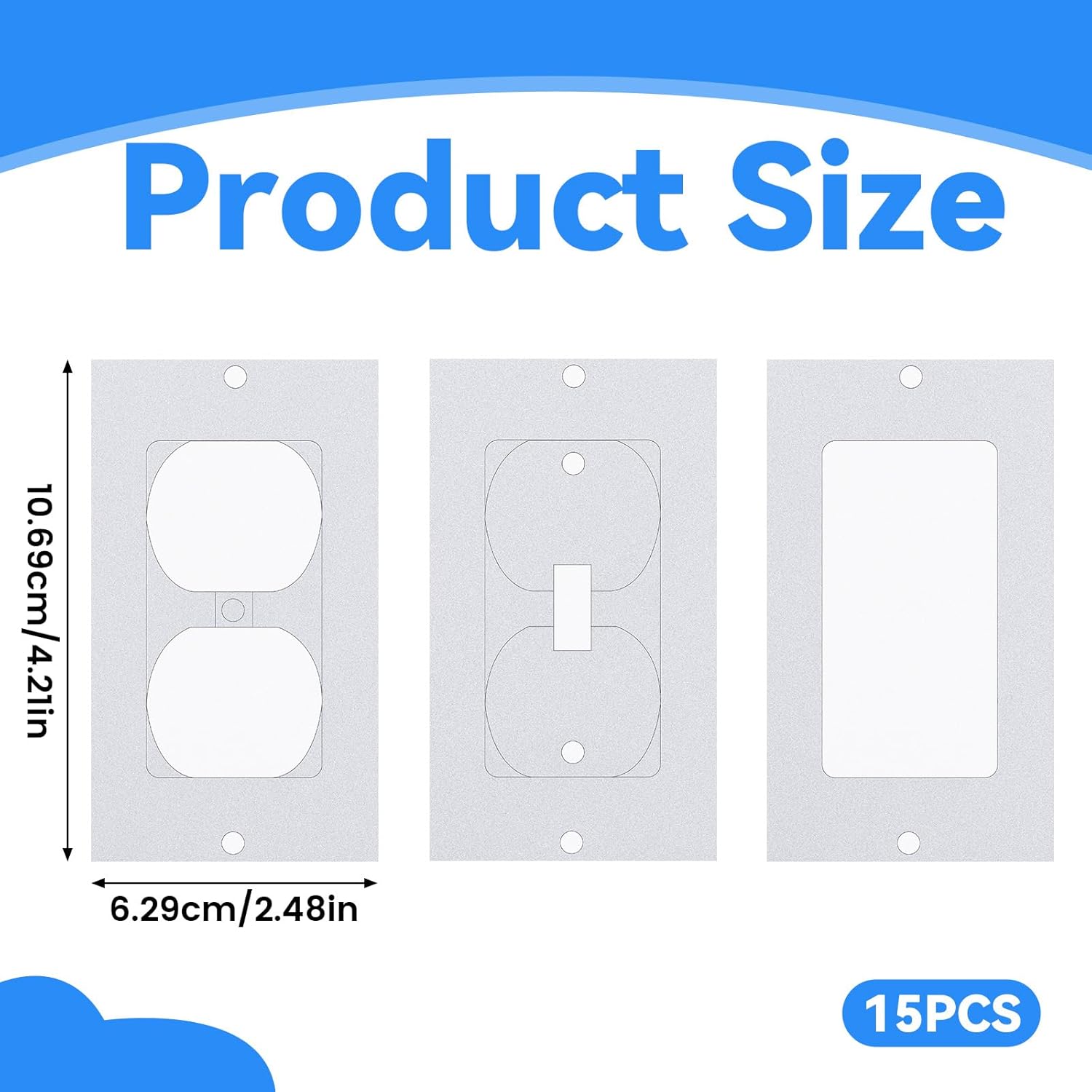 15 Pcs Electrical Outlet Insulator Pads, Outlet Insulation and Draft Sealers, EVA Foam Gasket, Wall Plate Insulation Gasket for Light, Switch Socket, 2.5 x 4.2 inch