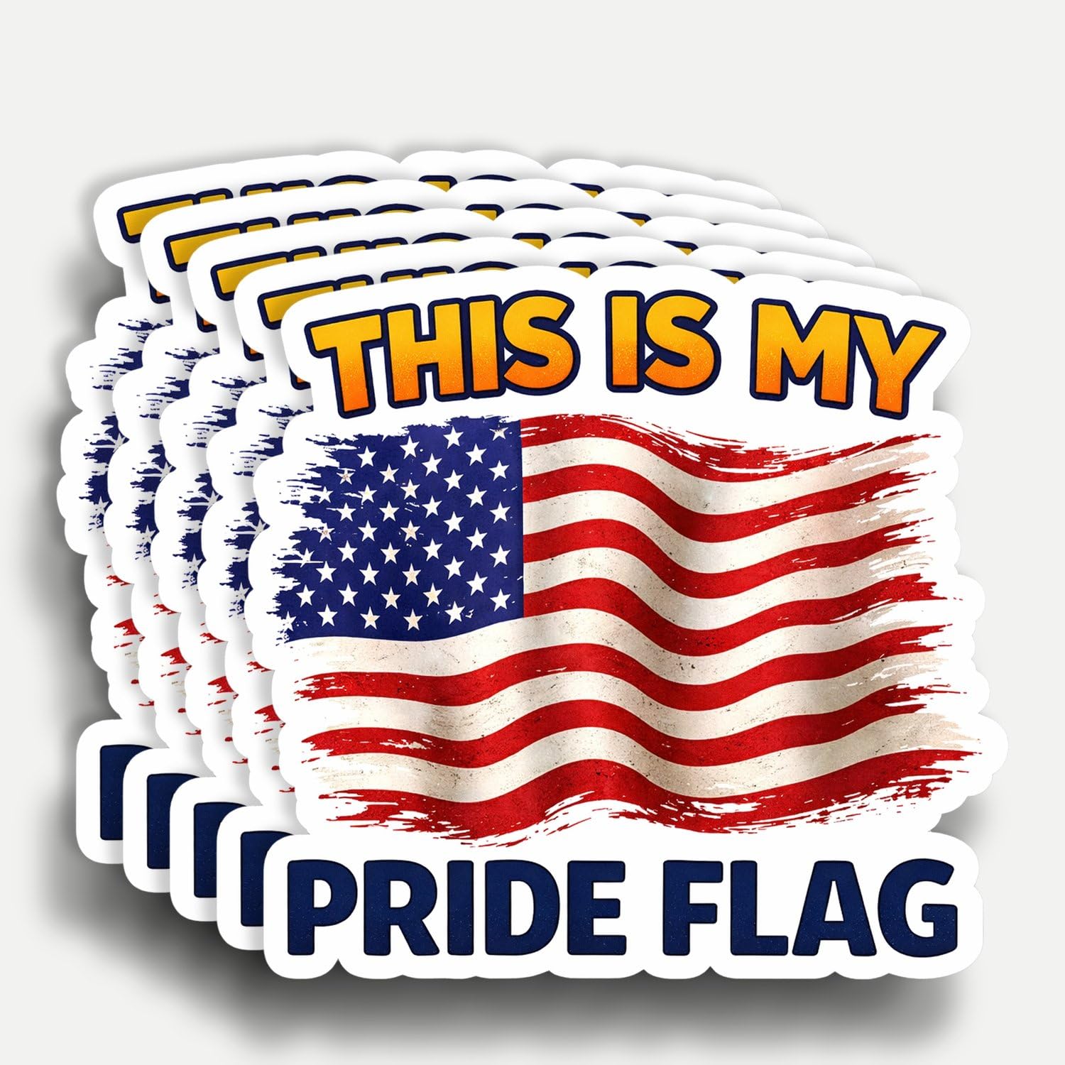 Photo 1 of (5Pcs) This is My Pride Flag Sticker 3 inch, Patriotic Patriot Distressed American Flag Sticker, Independence Day 4th of July Decal Waterproof Vinyl for Laptop, Water Bottles, Car, Phone