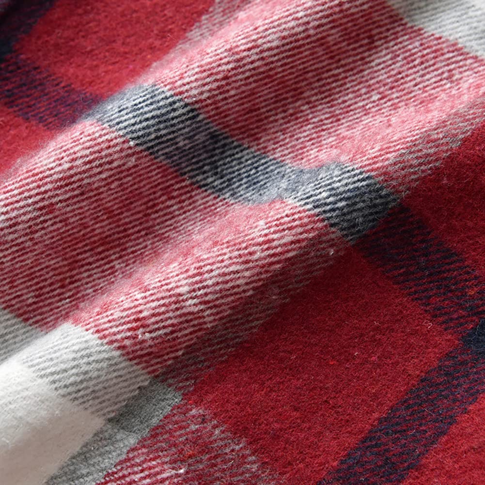 IBTOM CASTLE Camicia a quadri in flanella per ragazzi e ragazze, a maniche lunghe, con risvolto, bottoni, vestibilità regolare, cappotto autunnale casual