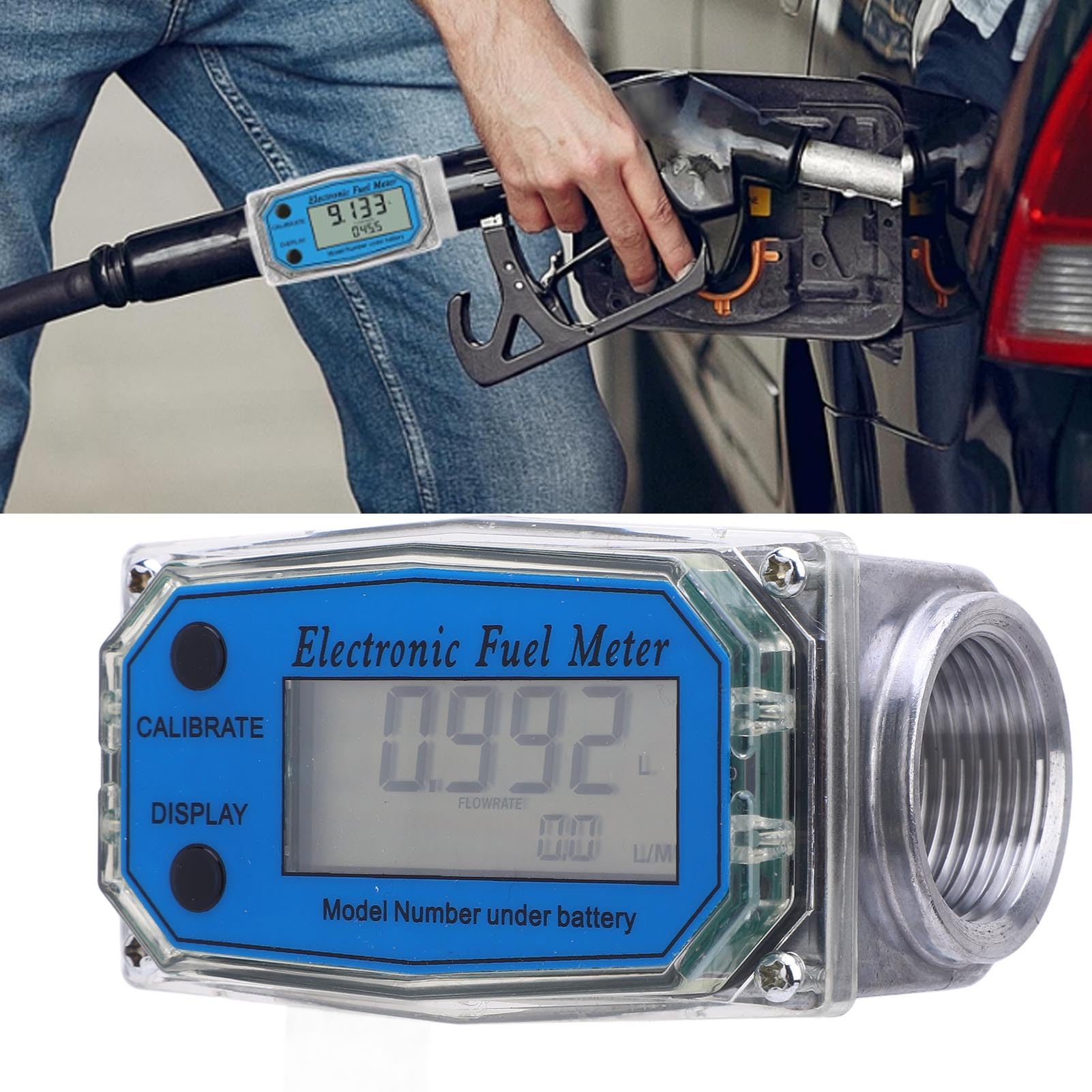 Matybobe Misuratore di Portata a Turbina Misuratore di Portata a Turbina Digitale Elettronico per Carburante Display unità (32 mm)