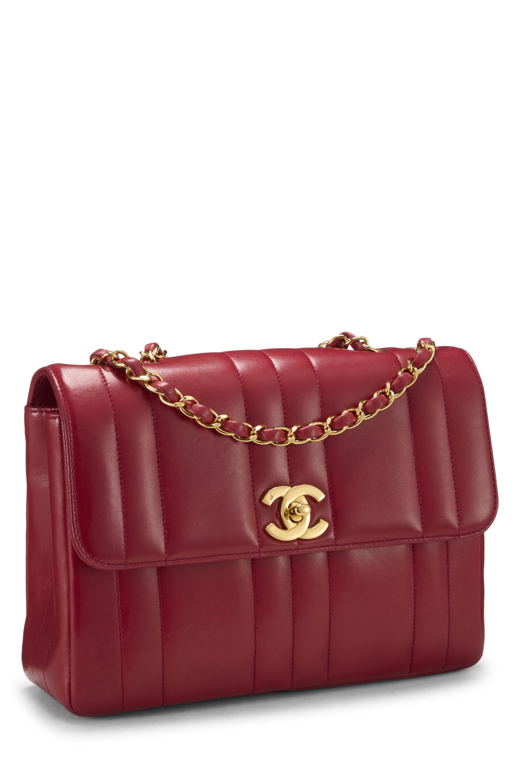 Chanel, Pre-Loved Red Vertical Lambskin Half Flap Small, Red