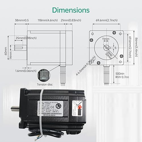 Miniatura 4 de nema348N.M. Stepper de circuito cerrado Servo Motor 116mm 6A 2fases & hss86Hybrid driver 70VAC 100VDC de Motor Servo CNC Kit