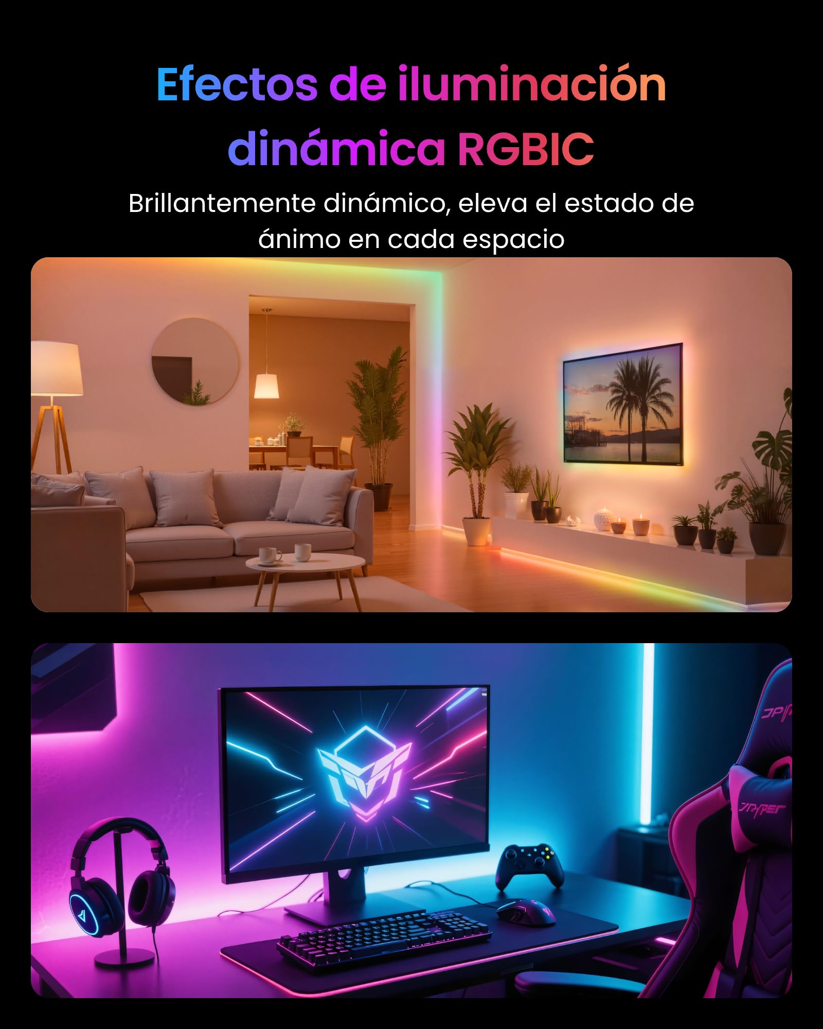 SwitchBot RGBICWW Tira LED 5M, 72 LEDs/m Matter Luces LED Compatibles con Apple Home, Alexa, Google Home, 16 Millones de Colores, sincronización con música, LED para Habitación, Cocina, Fiesta, TV