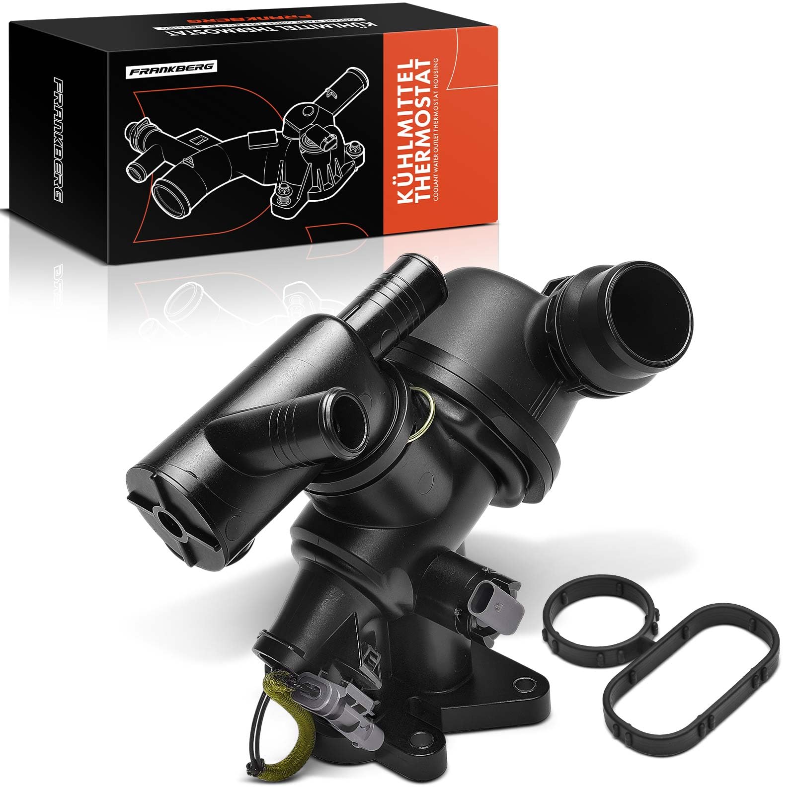 Frankberg Termostato del liquido di raffreddamento 460436 LR105975 | Compatibile con: Discovery Sport L550, Discovery Sport Van L550, R.a.n.g.e R.o.v.e.r Evoque Cabriolet L538
