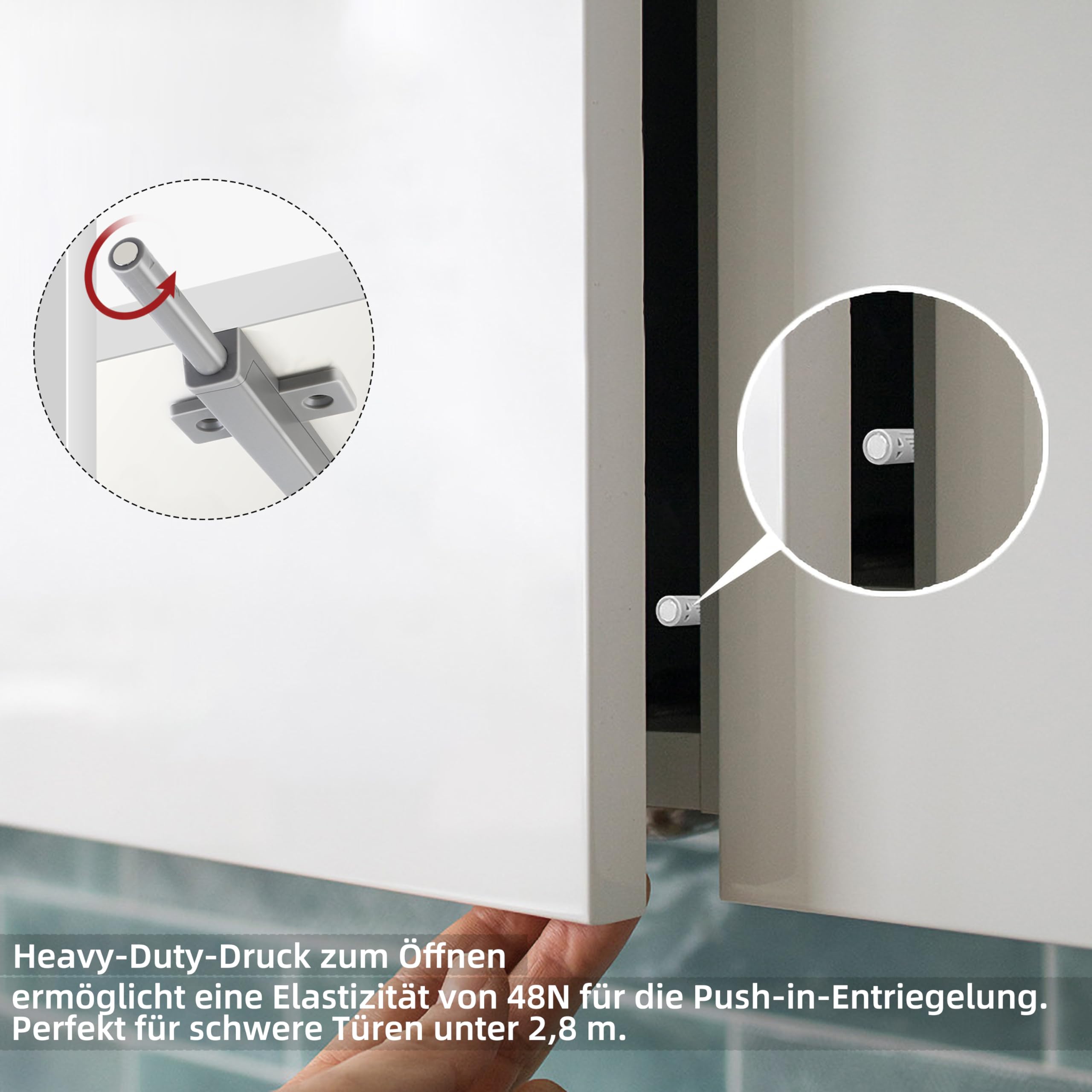 Deuropener, magneet, push-to-open, drukdeuropener, sterke demper, buffer voor lade, kastdeur, schuifdak, zilver, 4 stuks