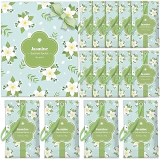 STRN Scented Sachets for Drawer and Closet, Jasmine Scented Long-Lasting Sachets, 14 Packs for Home Fragrance, Small Space Air Freshener for Wardrobes & Cars