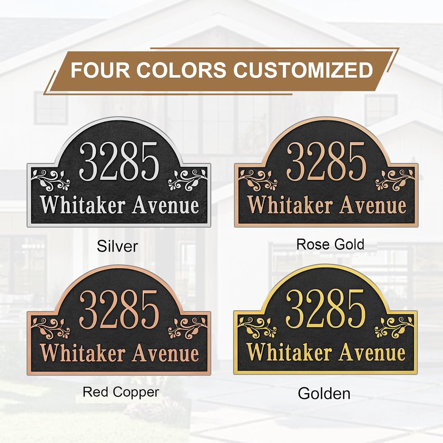 Large Address Plaque Arch Top - 13.4''x 8.11'' Carved Address Sign Fade Resistant,House Number Sign Plaque for Outside House,Driveway,Mailbox Heavy Duty Any Fonts Metal Option
