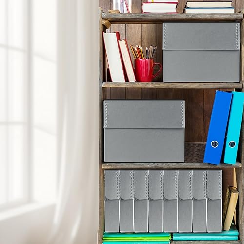 Miniatura 6 de Lineco Caja de almacenamiento de documentos de archivo con borde de metal, cartón gris sin ácidos, organizar y almacenar archivos, impresiones,