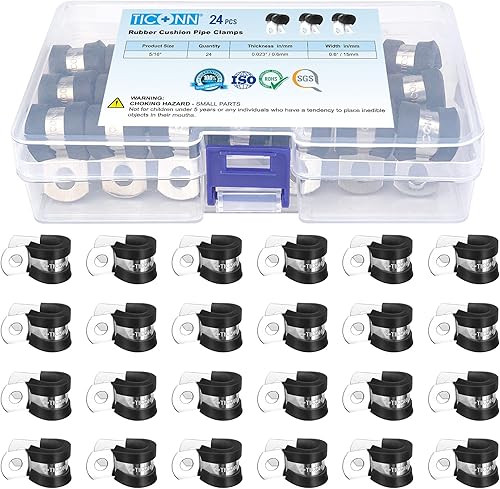 TICONN Abrazaderas de cable de acero inoxidable 304 con almohadillas de goma (5/16 pulgadas)