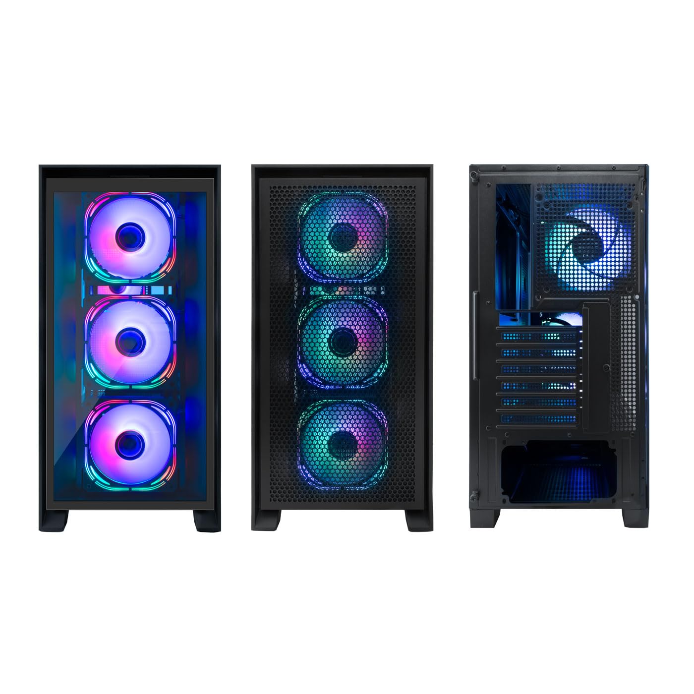 CoolBox Caja de Ordenador Gaming ATX GE2000 DualView con Doble Frontal Intercambiable, 4 Ventiladores ARGB Incluidos, Compatible con Refrigeración Líquida hasta 360mm. Caja PC Gamer, Torre PC