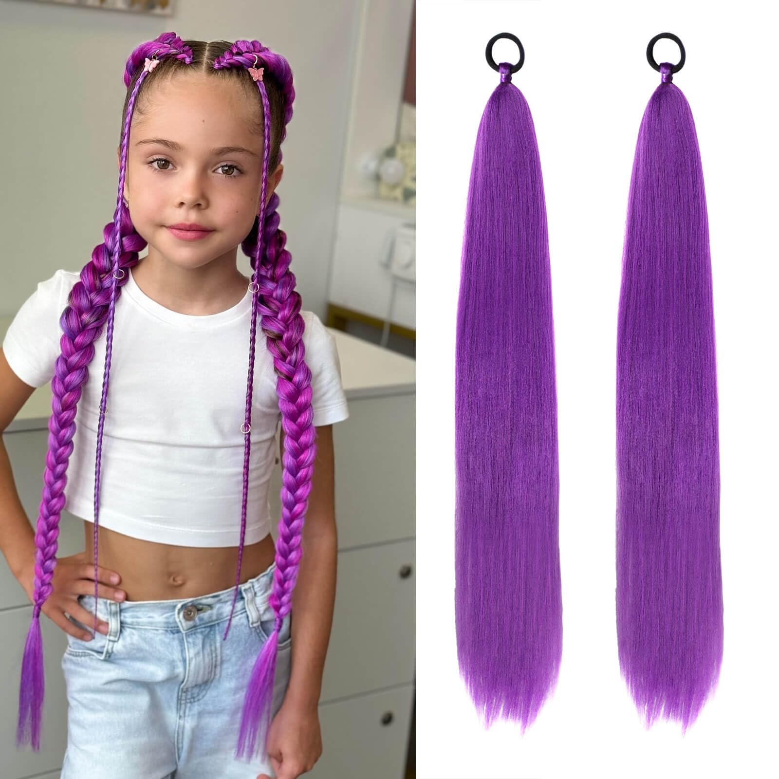 Photo 1 of ** one pack**
Braid Ponytail Hair Extensions with Elastic Tie,2 Pcs Straight Braid Hair Extension Rave Hair Natural Soft Hairpieces Synthetic Ponytail Extension 26 Inch(A35)