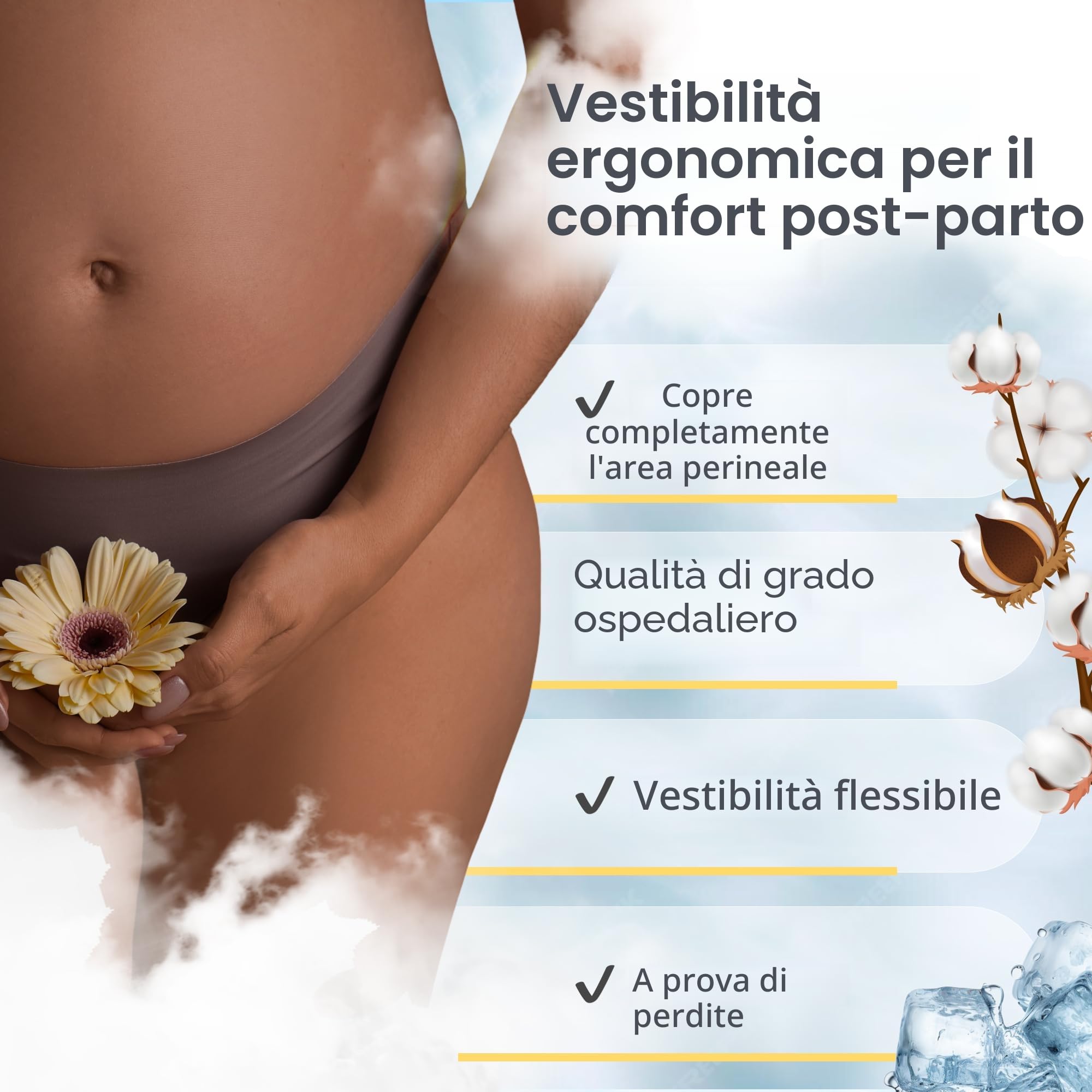 First Days Maternity - impacchi freddi perineali (8), attivazione istantanea, completamente assorbente, perfetto per ospedale o borsa del lavoro, sollievo dal dolore senza droghe dopo la nascita