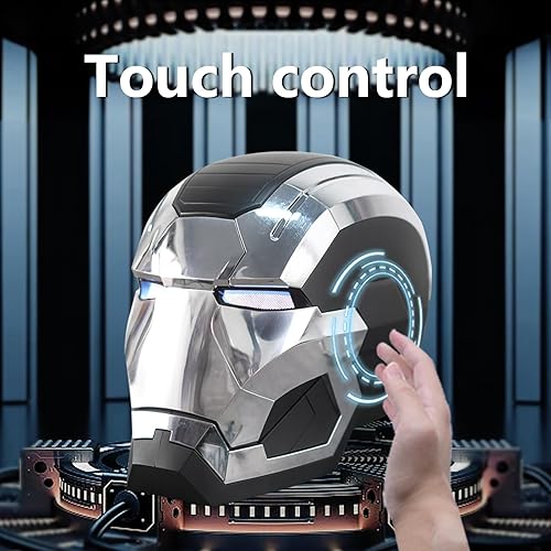 Miniatura 4 de Casco electrónico de máquina de guerra Iron Mans para adultos, control de voz, detección, control remoto para abrircerrar con sonidos y ojos LED,