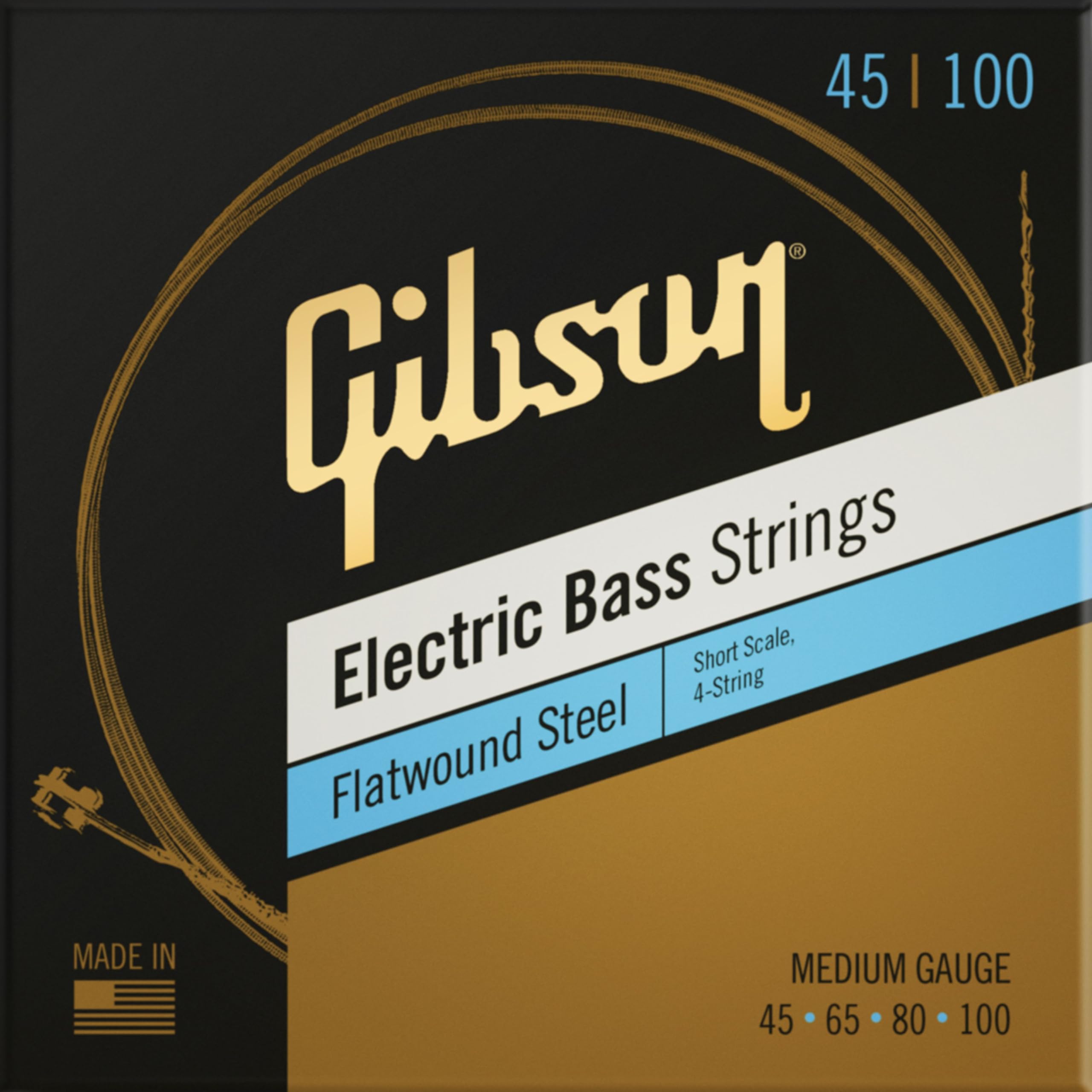 Flatwound Electric Bass Strings Short Scale Medium Gauge - Jeu de cordes pour guitare basse à 4 cordes