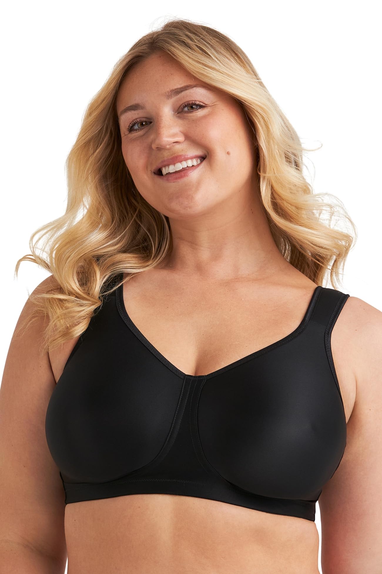 Miss Mary Of Sweden Women's Black Smooth Divide Non-Wired Bra – Full Cup, Unique Pocketed Design For Lift & Comfort 42F
