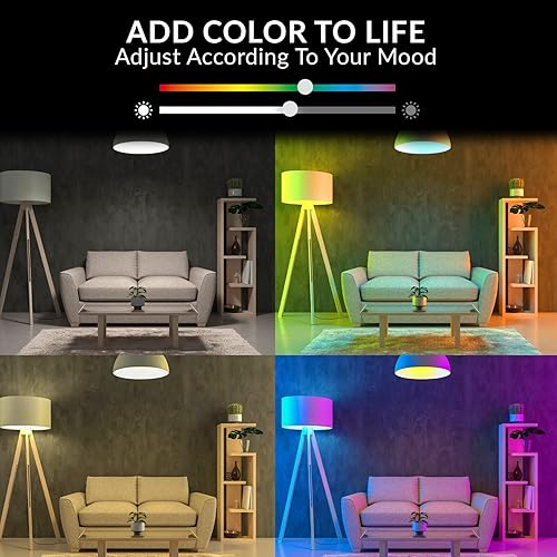 Miniatura 3 de Himalayan Glow Bombilla LED, RGB que cambia de color y regulable, bombilla multicolor de control WiFi de 9.5 vatios, compatible con Alexa, Google