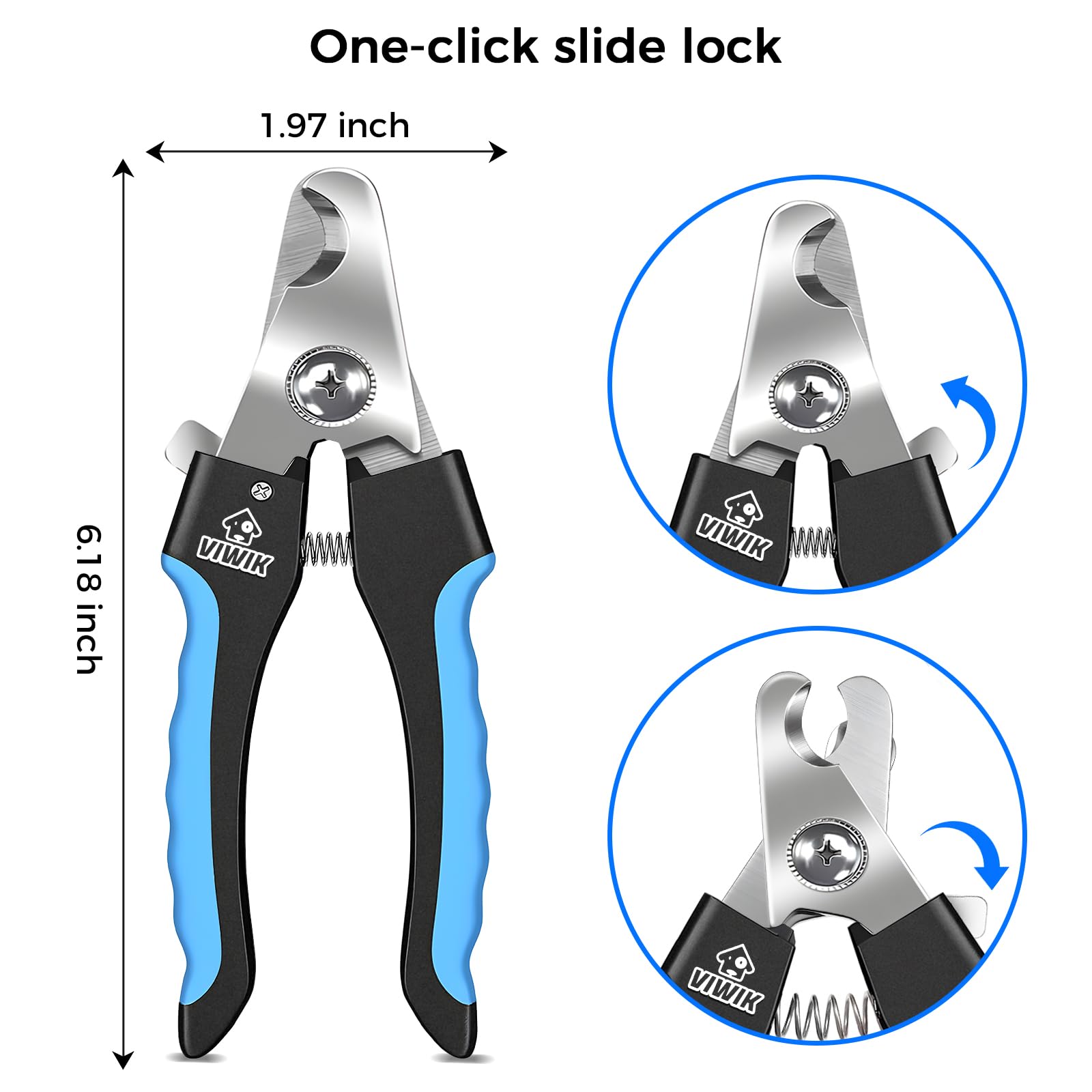VIWIK Dog Nail Trimmers for Large Medium Dogs, Cats, Professional Dog Nail Clippers with File Quick Sensor & Safety Guard to Avoid Overcutting, Pet Claw Paw Clipper for Grooming with Toenail File Blue - image 5