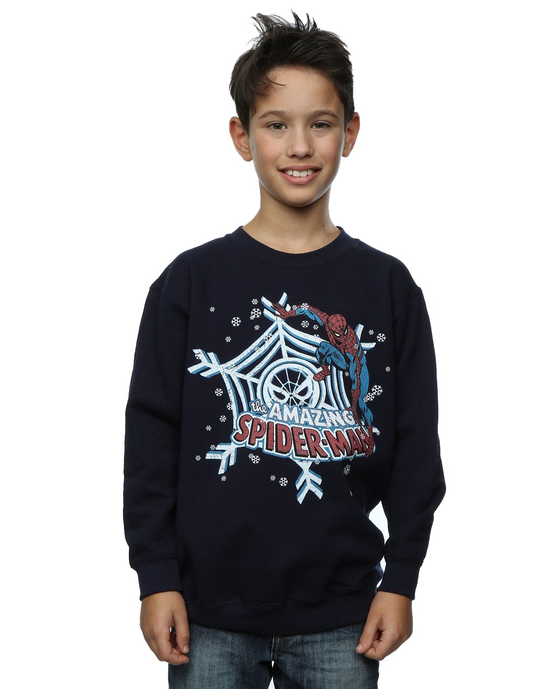 Marvel Boys Spider-Man Christmas Sweatshirt 9-11 Years Navy Blue