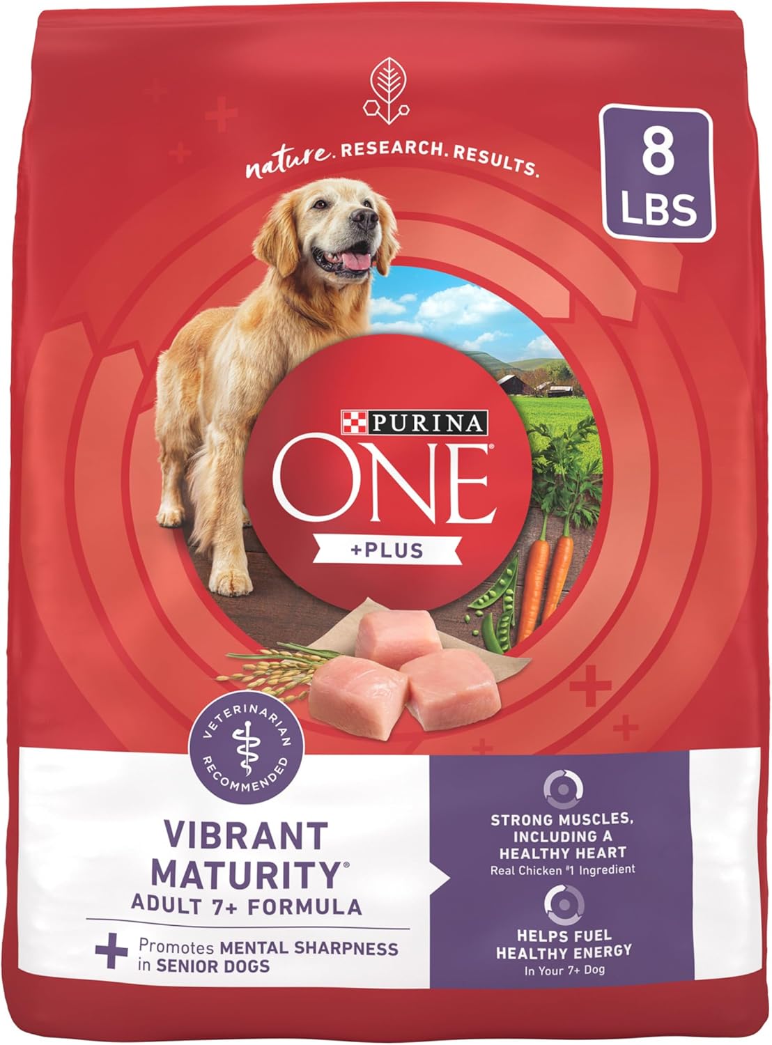 Purina ONE High Protein Dry Senior Dog Food Plus Vibrant Maturity Adult 7 Plus Formula – 8 lb. Bag