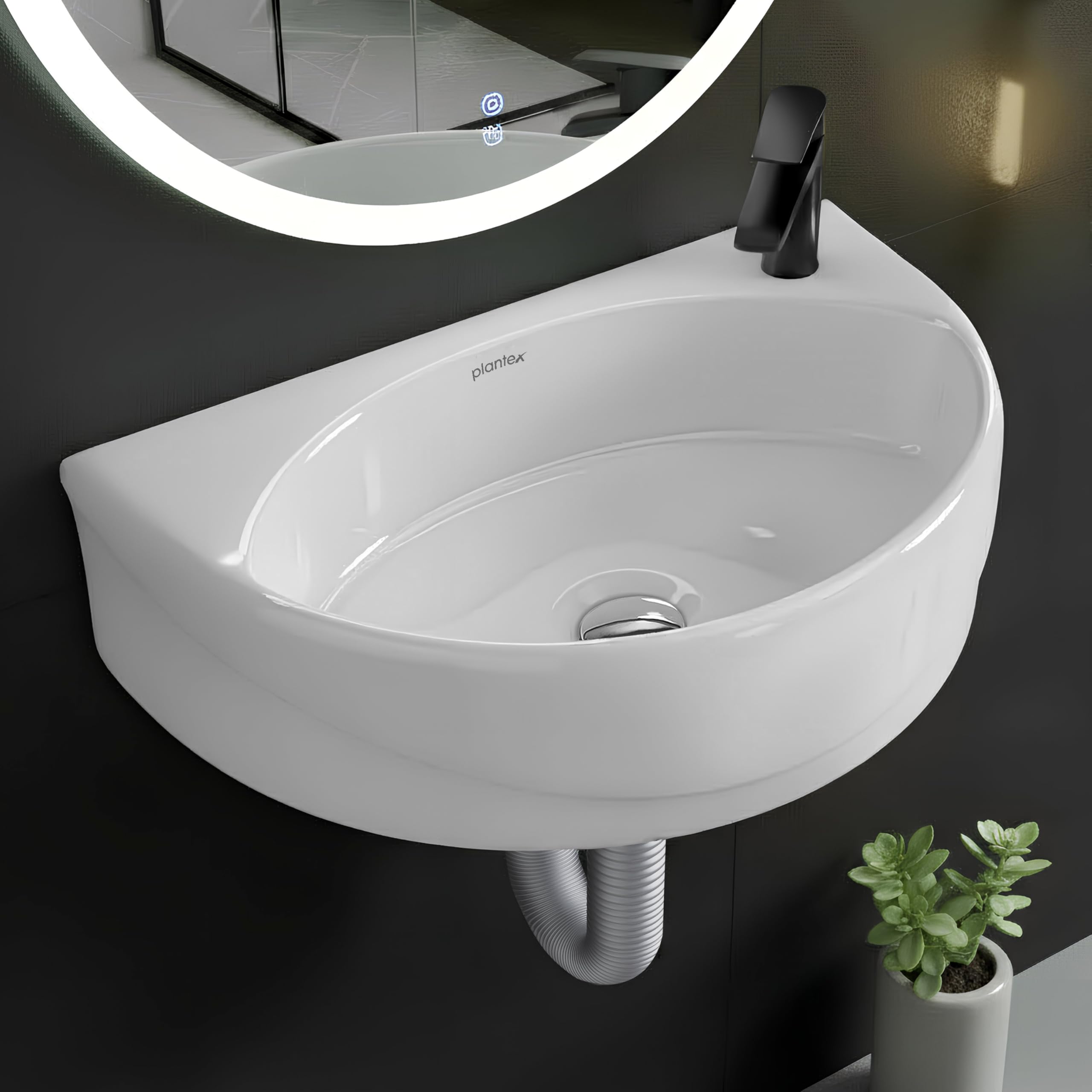 Plantex Orchid Ceramic Wash Basin - Wall Mounted Sink -13