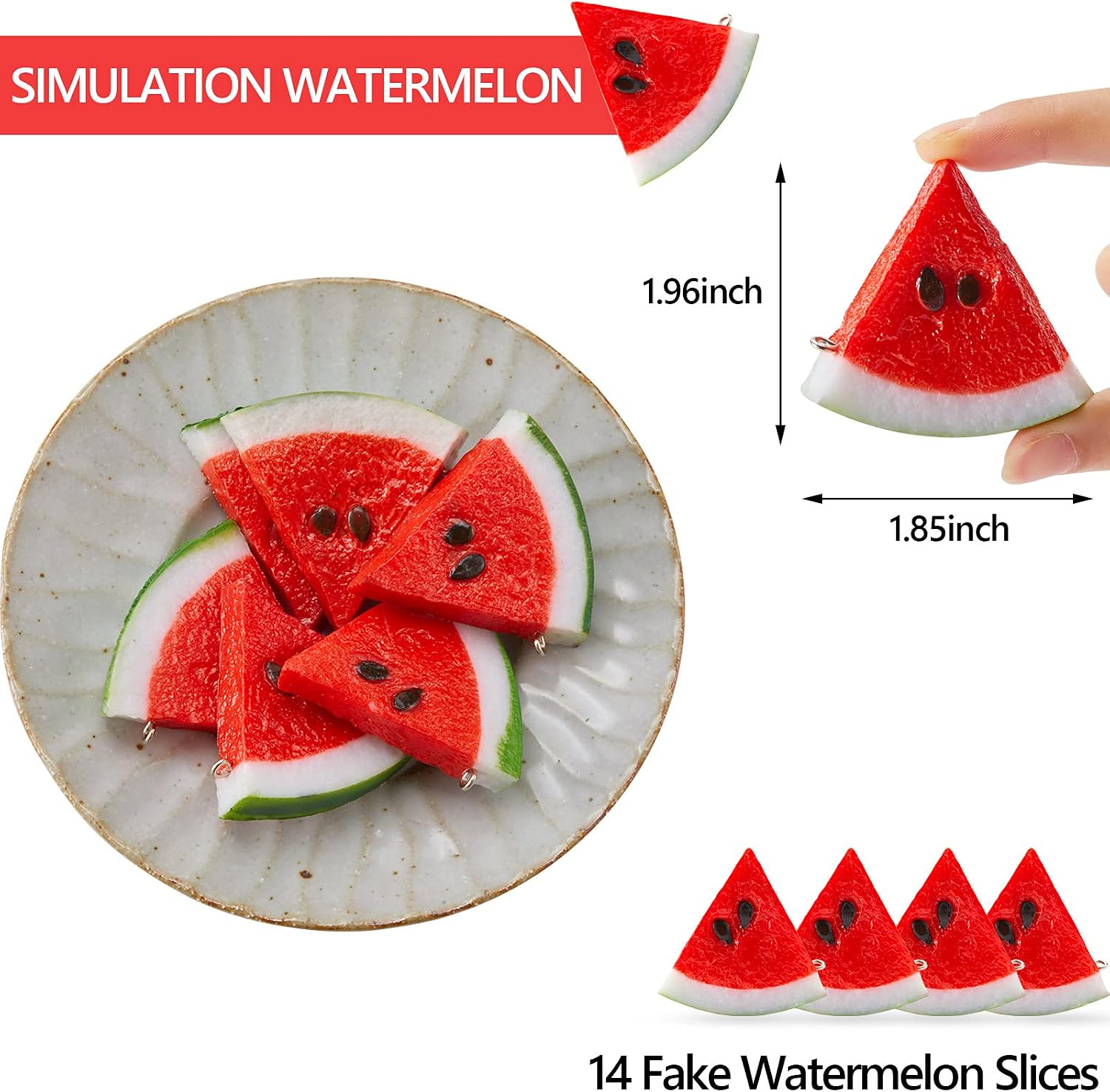 Yaomiao Fake Watermelon Simulation Watermelon Slices Artificial Fruit Slice Realistic Lifelike Fake Fruits Plastic Decor for Photography Props